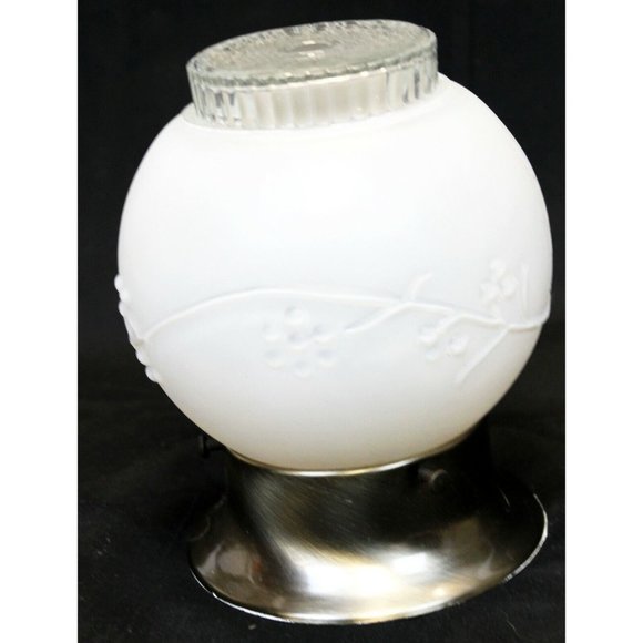 VTG Art Deco Ceiling Light Porch Hall Globe Fixture Flush Mount Floral Frosted - Picture 1 of 12